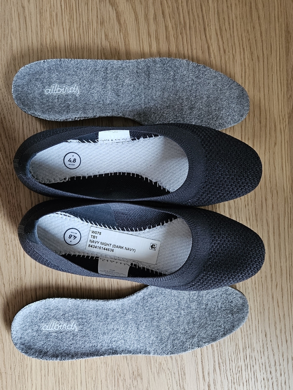 Allbirds Tree Breezers Flats Women 7.5 Navy Night Dark Blue Knit Ballet Comfort - Picture 6 of 13